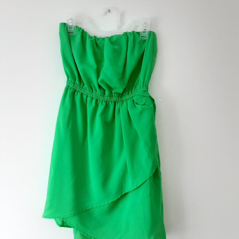 Ya Los Angeles green strapless mini dress